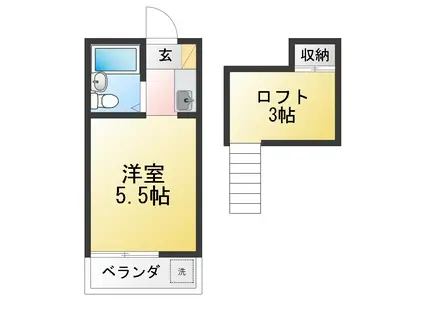 AKEOハイツ(ワンルーム/1階)の間取り写真