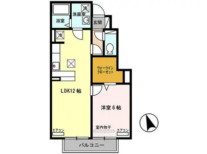 クロシェットB(1LDK/1階)の間取り写真