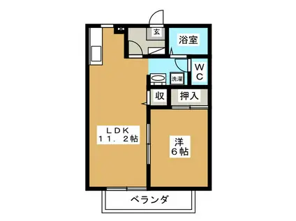 ルミエールA棟(1LDK/1階)の間取り写真