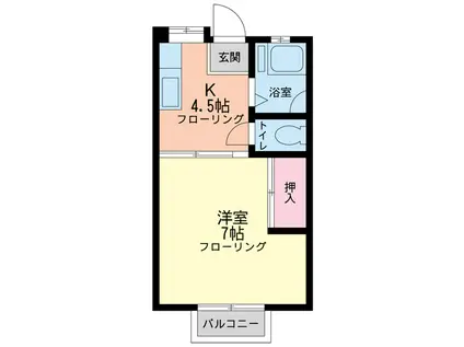 ハイツ川口(1K/1階)の間取り写真