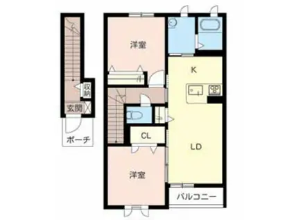 フェラーリスティ(2LDK/2階)の間取り写真