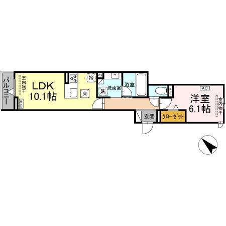 D-AVANCE 柱六番町I(1LDK/1階)の間取り写真
