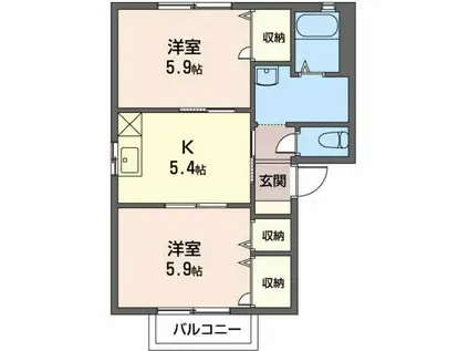 フォーレスM(2K/2階)の間取り写真