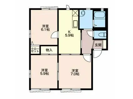 サンセリテのせA(3DK/1階)の間取り写真