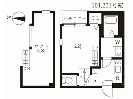 ハーモニーテラス河岸町II(1K/1階)の間取り写真