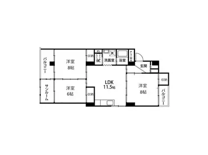 柏木エステート(3LDK/2階)の間取り写真