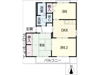 グラン・シャリオ B棟(3DK/2階)の間取り写真