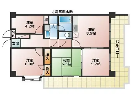 ウェルステージ丸浩 弐番館(3LDK/2階)の間取り写真