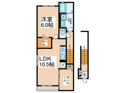 エタン・ロッシII(1LDK/2階)の間取り写真