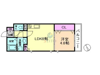 LA CASA RILASSANTE(1LDK/2階)の間取り写真