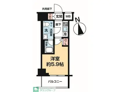 ヴァローレ松戸フィーロ(1K/10階)の間取り写真