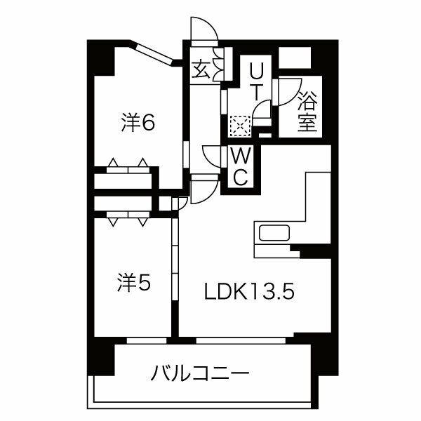 プレサンスロジェ丸の内テラス(2LDK/13階)の間取り写真