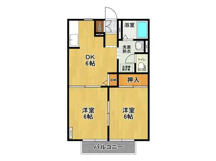 ヴォンメゾンSHIZUKA(2DK/1階)の間取り写真