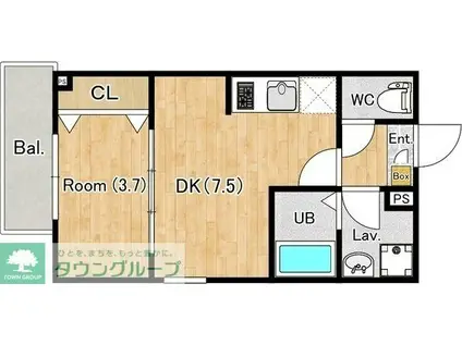 ジーメゾン狭山水野アクア(1DK/3階)の間取り写真