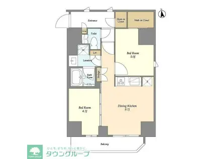 グランカーサ蒲田ウエスト(2DK/9階)の間取り写真