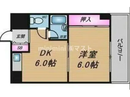 シャトー波除(1DK/7階)の間取り写真