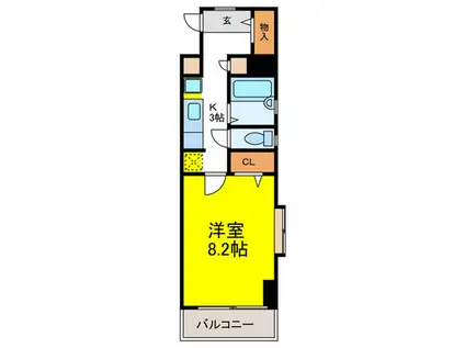 ミレーニア・M(1K/2階)の間取り写真