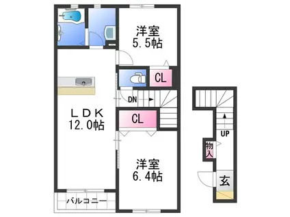 シャーメゾン花水木(2LDK/2階)の間取り写真