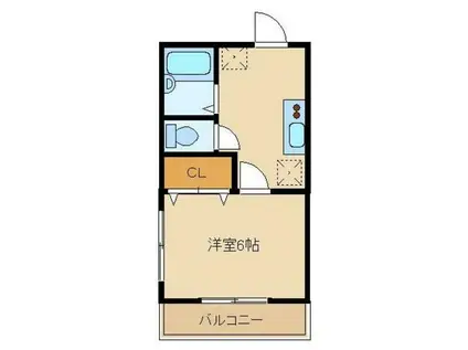 ラッキーハイツII(1K/2階)の間取り写真