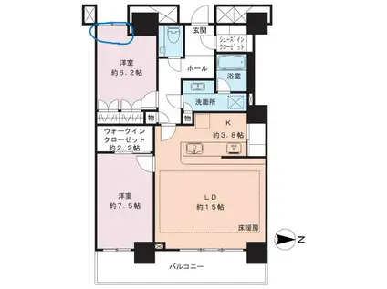 ベイクレストタワー(2LDK/37階)の間取り写真