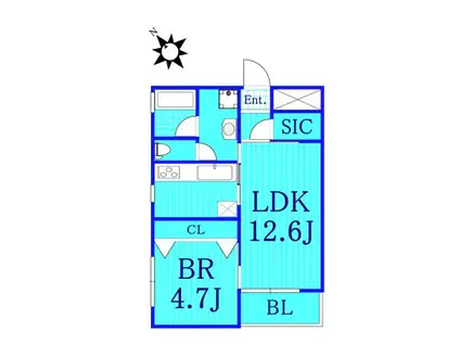 オークデンヒルズ(1LDK/2階)の間取り写真