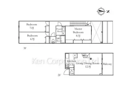 MOON CITY 2ND(3LDK/2階)の間取り写真
