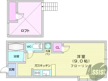セラヴィ高松(ワンルーム/1階)の間取り写真