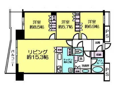 キャピタルマークタワー(3LDK/17階)の間取り写真
