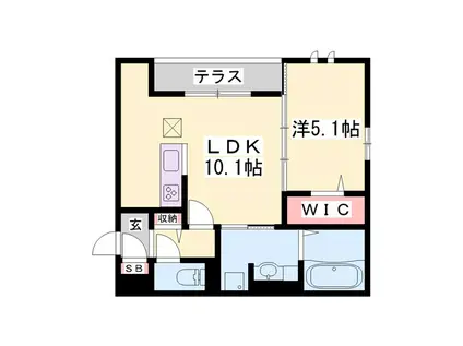 フェリスコンチェルト(1LDK/3階)の間取り写真