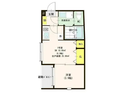 CAMELLIA烏森(1DK/1階)の間取り写真