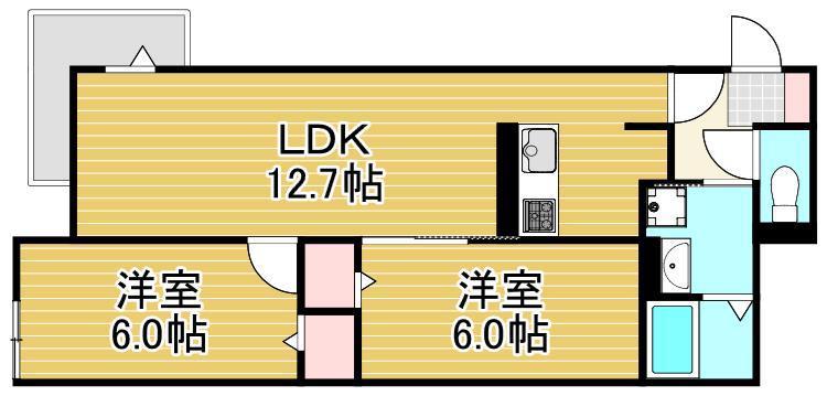 オードリーコート(2LDK/3階)の間取り写真