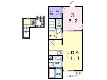 サンフローラ B(1LDK/2階)の間取り写真