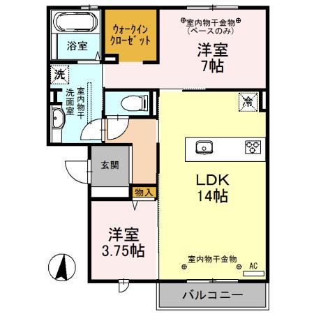 ソレイユMSII(2LDK/2階)の間取り写真
