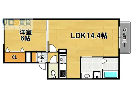 プリマコートI(1LDK/2階)の間取り写真