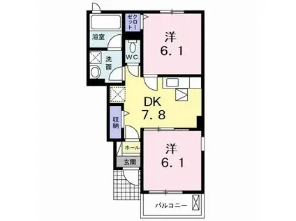 ユーズガーデン I(2DK/1階)の間取り写真