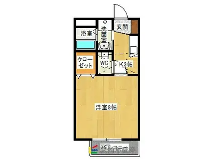 シャンクレール(1K/1階)の間取り写真