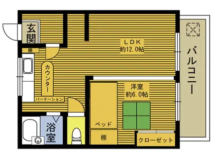 パル中津留(1LDK/2階)の間取り写真