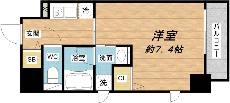 ドゥーエ立売堀(1K/12階)の間取り写真