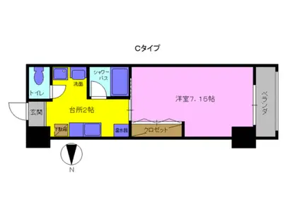 明日香大分駅南(1K/2階)の間取り写真