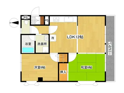 フレグランスデミツ(2LDK/1階)の間取り写真