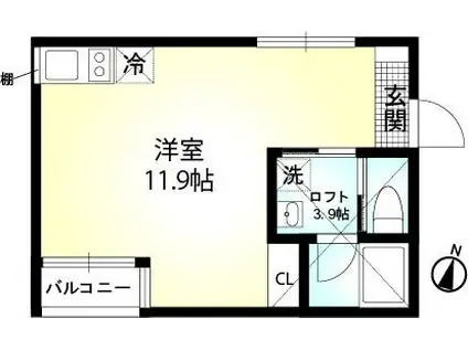 ALLIER N棟(ワンルーム/2階)の間取り写真