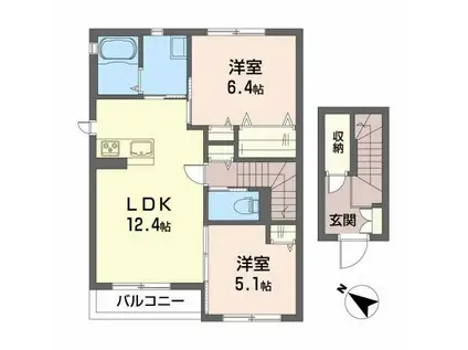 コーポハピネス中山(2LDK/2階)の間取り写真
