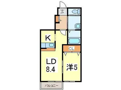 コリーヌ桜町A棟(1LDK/1階)の間取り写真