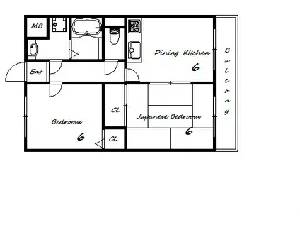 メゾン・ド・ルミエール妙法寺(2DK/2階)の間取り写真