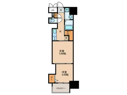 ウイングス門司駅前(2K/5階)の間取り写真