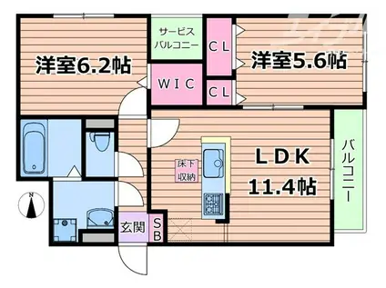 パル茨木(2LDK/2階)の間取り写真