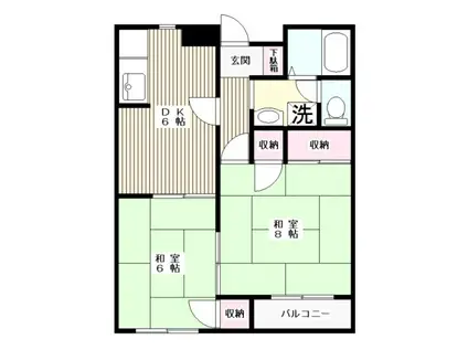 トーワパレス(2DK/2階)の間取り写真