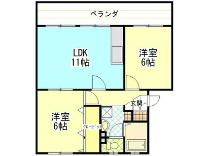 ポプラヶ丘コープ8号棟(2LDK/3階)の間取り写真