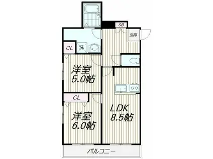 FRONTRY(2LDK/4階)の間取り写真