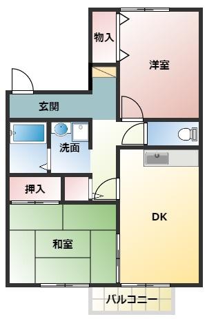 メゾンマルシ(2DK/2階)の間取り写真